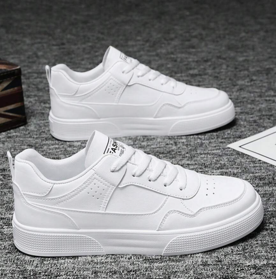 Men’s Pure White Skate-Style Sneakers
